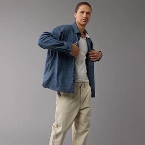 American Eagle Stretch Chambray Long-Sleeve Button-Up Shirt